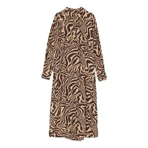 Ganni Tiger Print Collared Long Sleeve Dress sz M 🐅